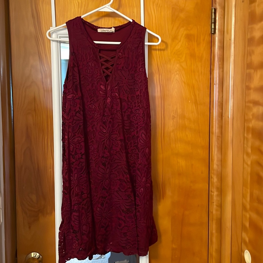 Wine red dress (juniors), good condition, was worn only twice but is clean